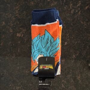 Dragon Ball Vibrant Anime-Inspired Orange Blue Crew men’s 2 pair of Socks 8-12